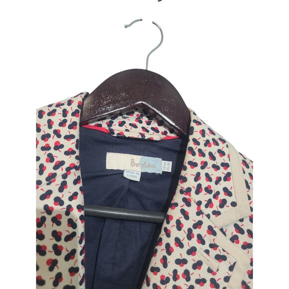 Boden Blenheim Printed One-Button Blazer 2R Cream Multi Print GUC Lined - Picture 6 of 6